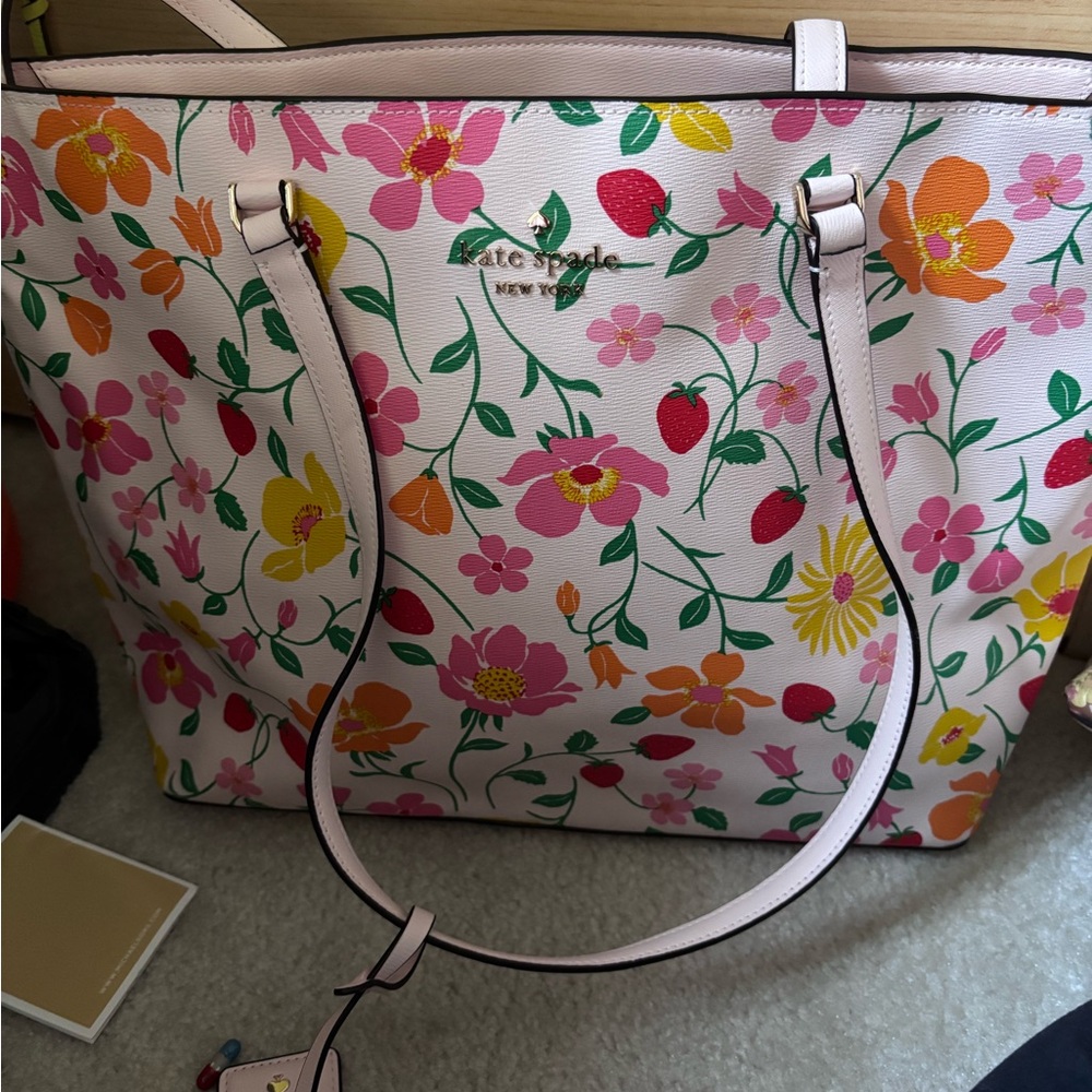 Kate Spade Vibrant Floral Tote Bag White